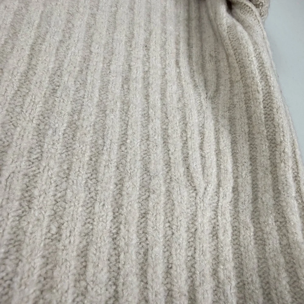 Vintage Abercrombie & Fitch Cream Ribbed Pullover Sweater Side Zippers Sz XS Y2K